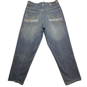 Makaveli Branded Jeans Mens 36 Blue Denim Straight Leg Tupac Hip Hop Streetwear